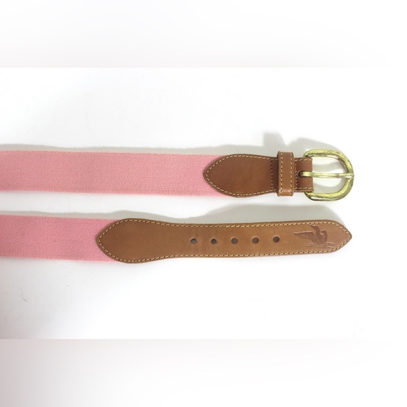 Pink Stretch Belt with Natural Leather and Brass Buckle - Picture 2 of 7